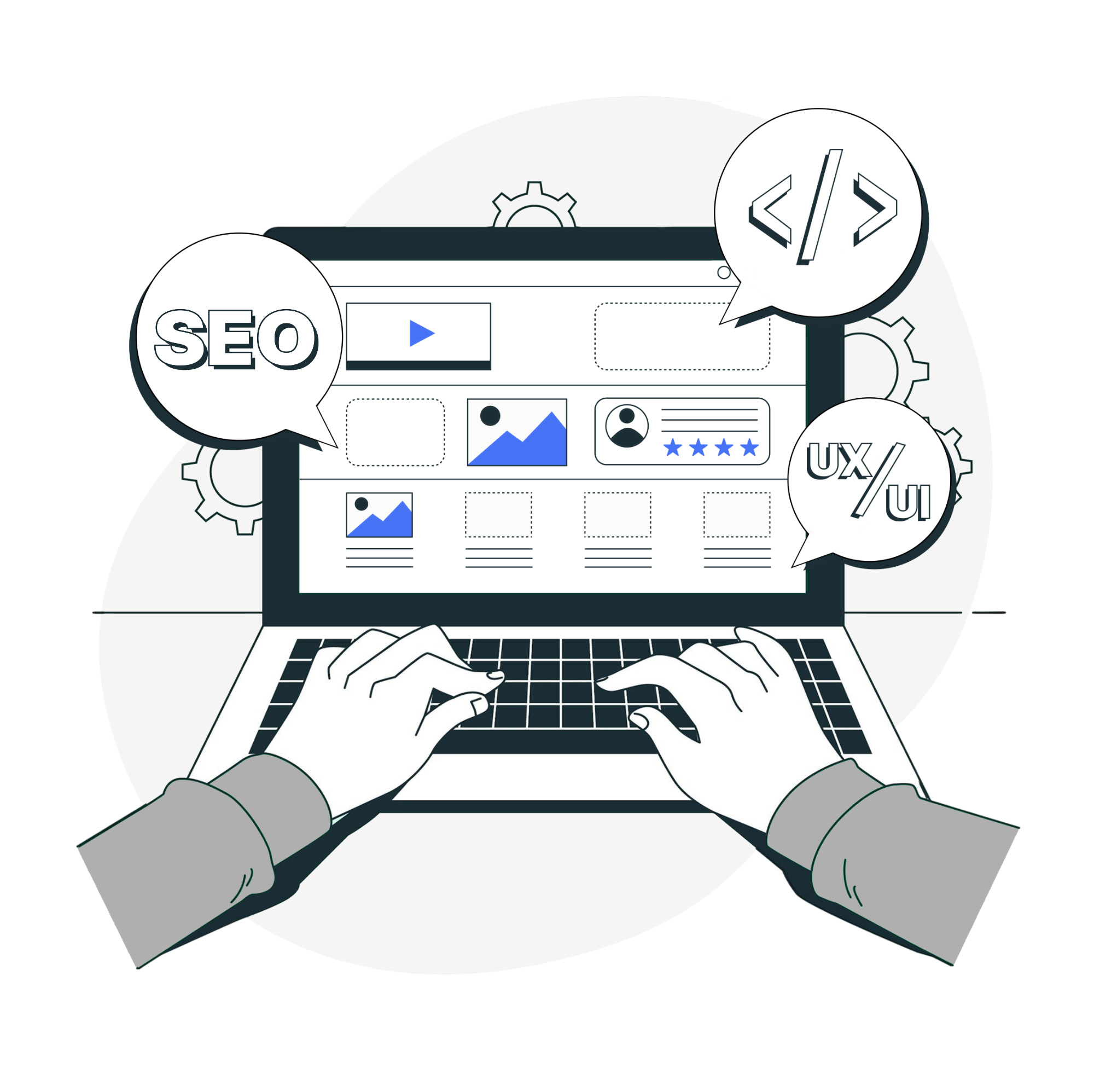 Les services de création de site internet et SEO – illustration avec un ordinateur