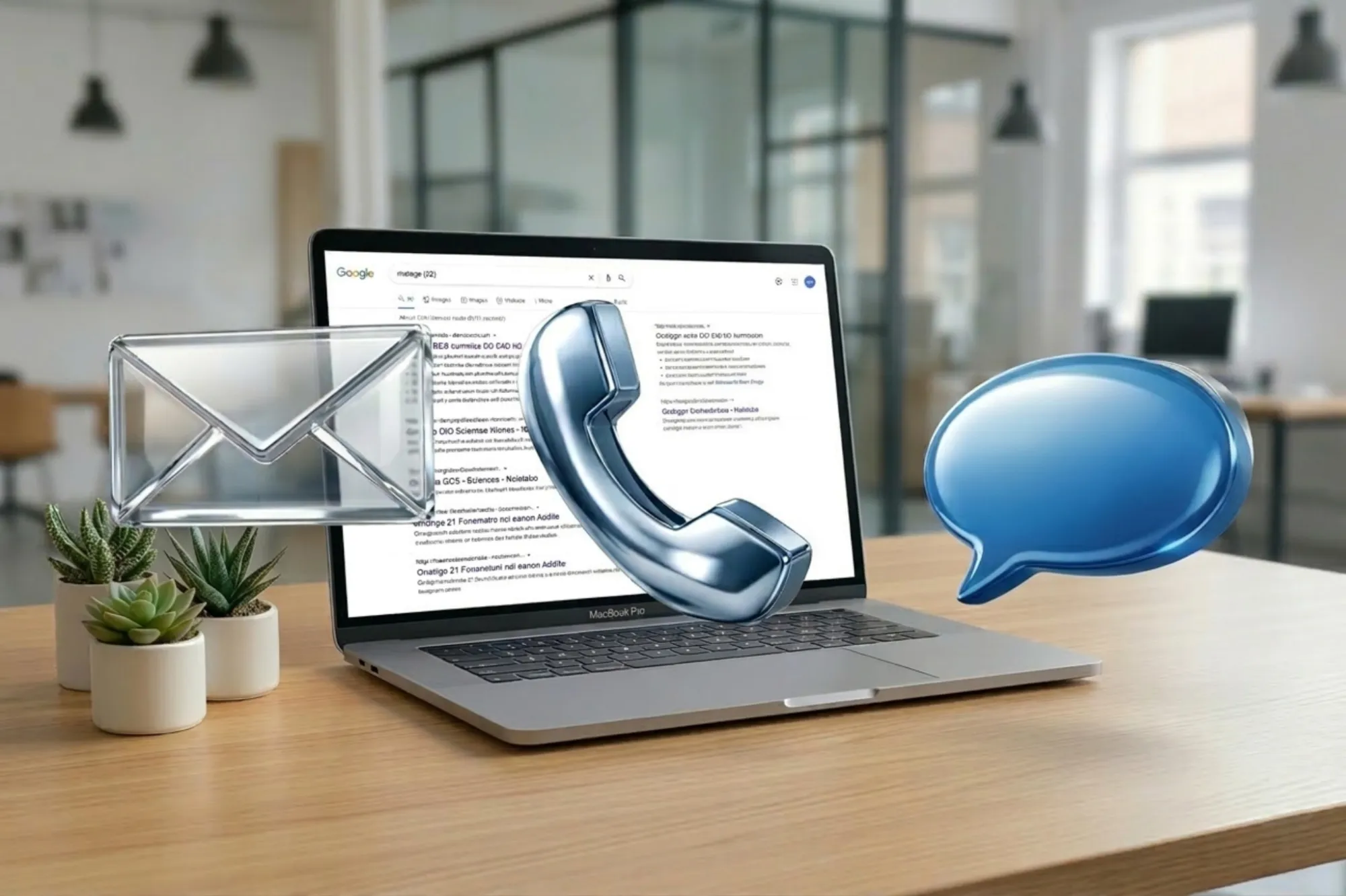 illustration avec un téléphone portable  et les moyens de contact pour une demande de création de site internet 