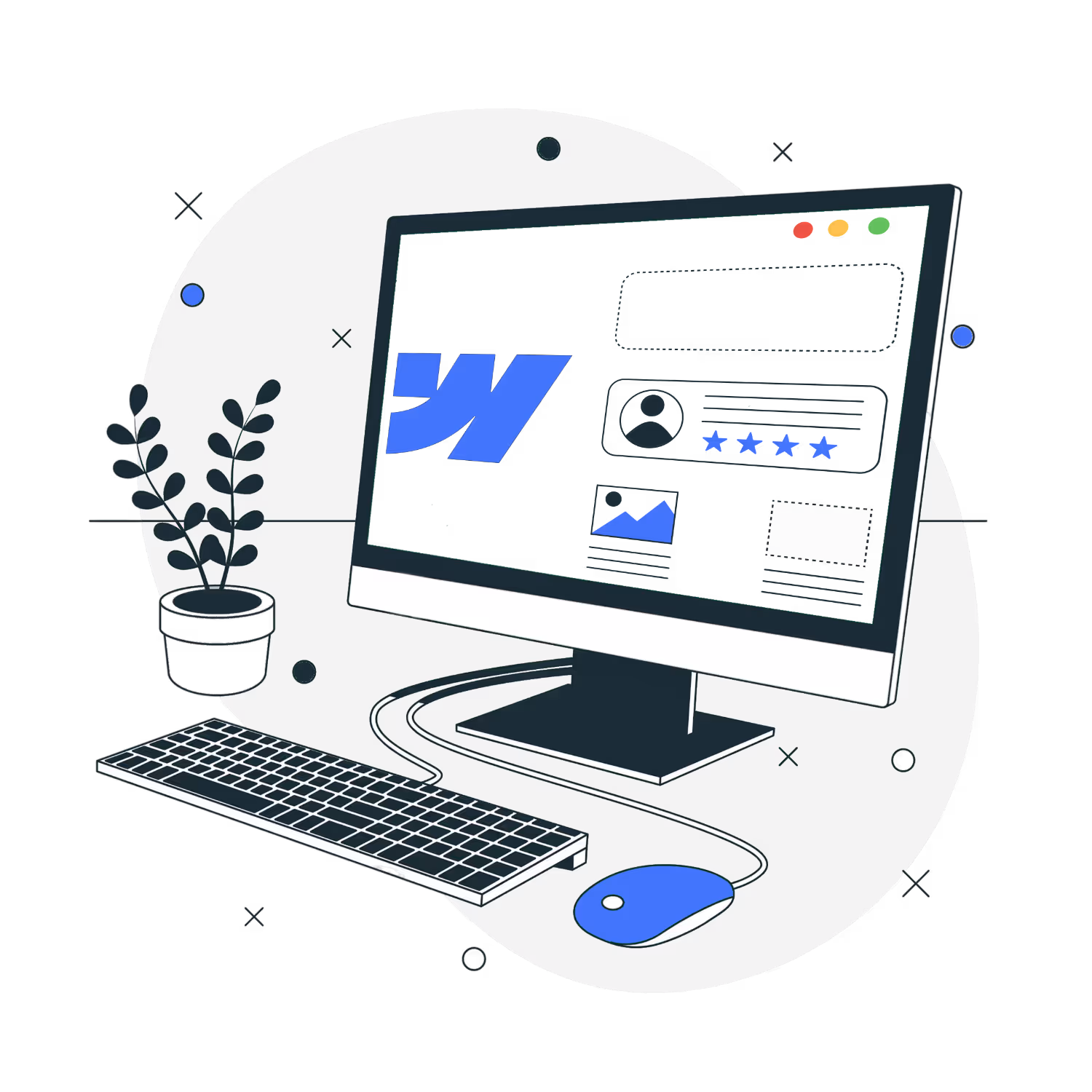 Ordinateur portable affichant le logo Webflow, illustrant un freelance Webflow spécialisé en création de sites web.