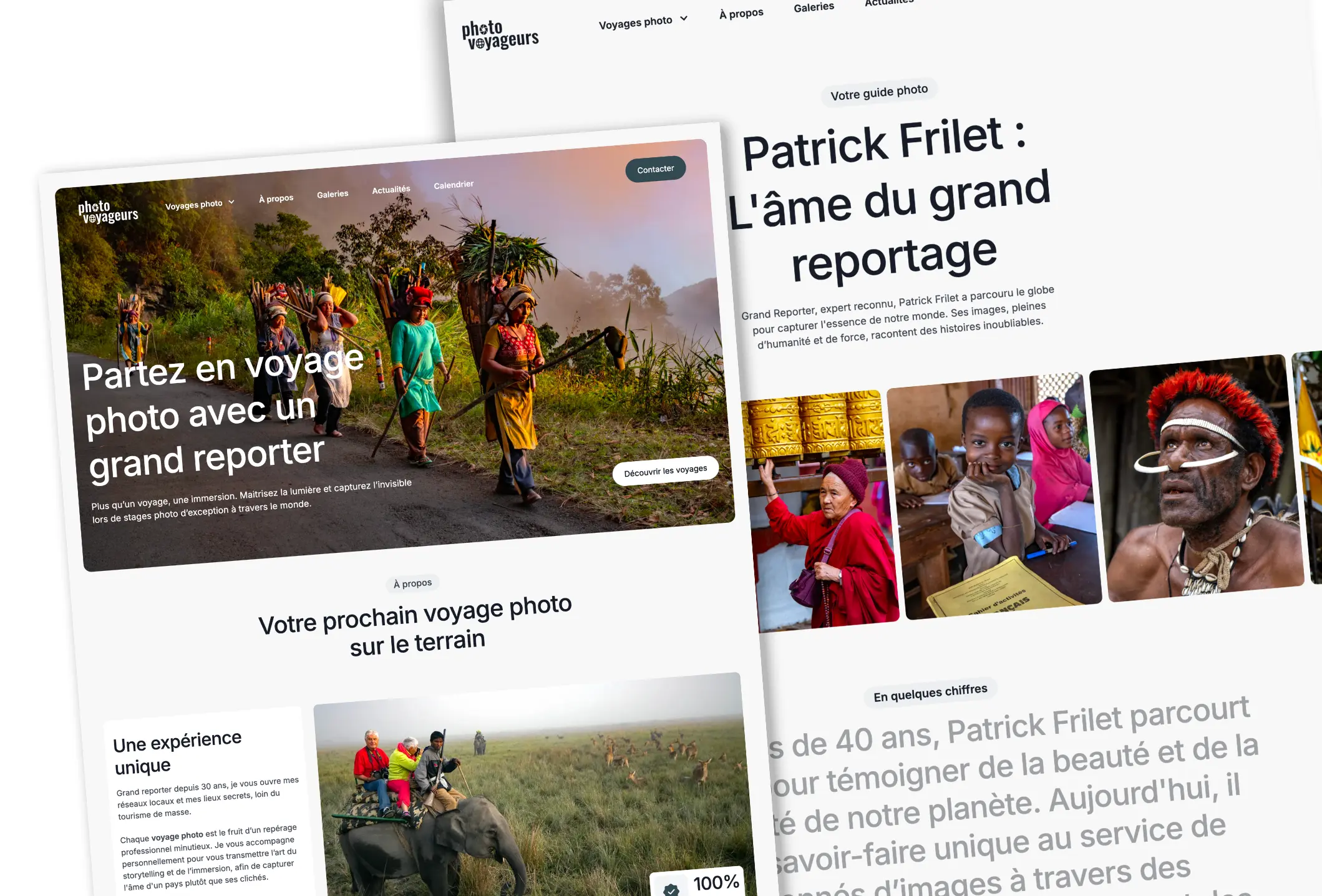 Création du site internet de Photovoyageurs, voyages photo avec Patrick Frilet