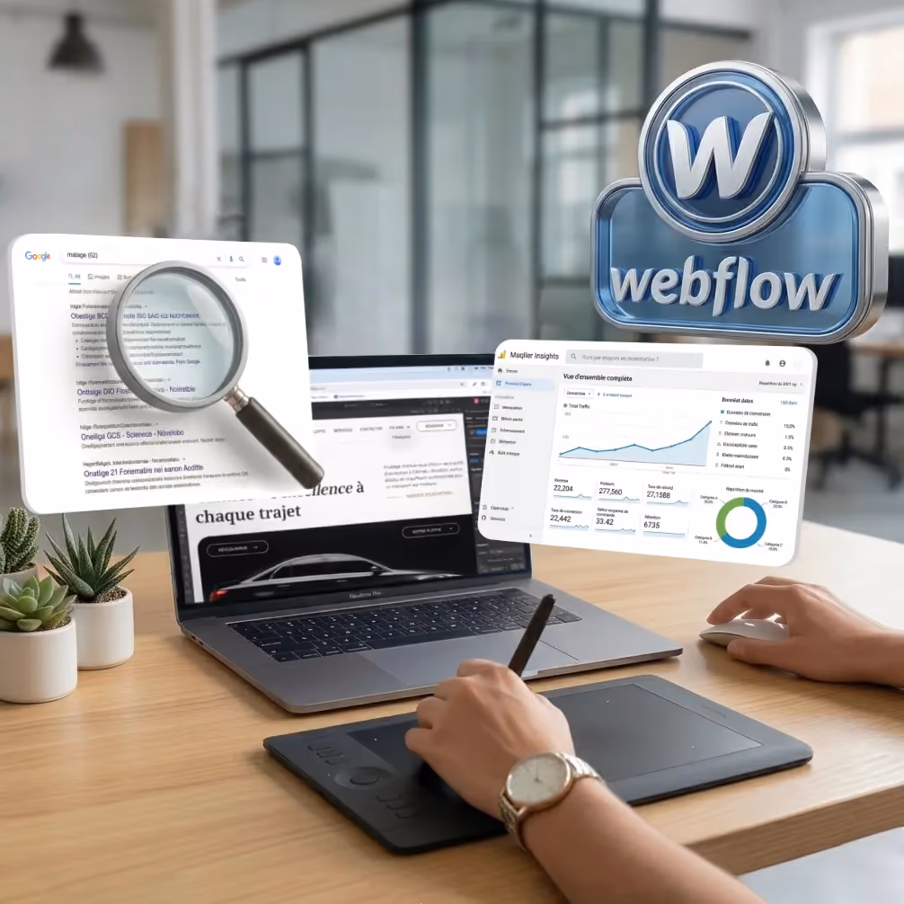 Les services de création de site internet et SEO  – illustration avec un ordinateur 