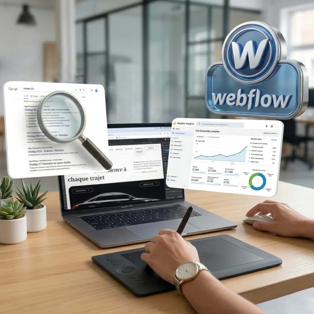 Les services de création de site internet et SEO  – illustration avec un ordinateur 